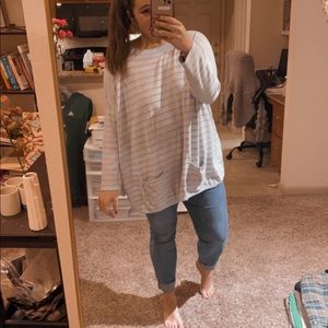 Lilly Pulitzer Light Blue & Gold Striped Sweater XL